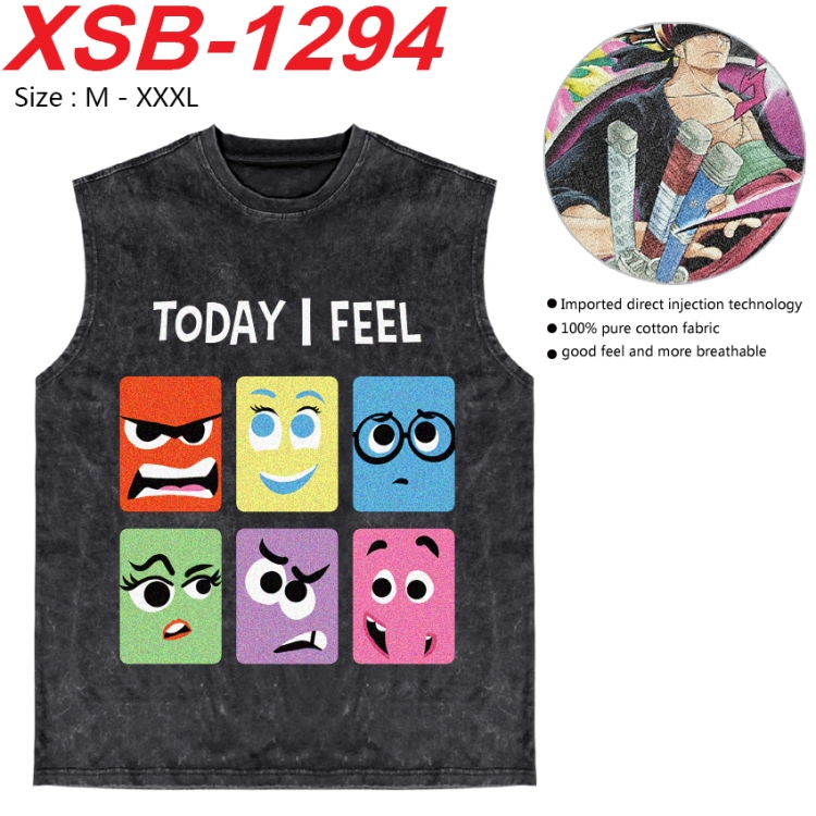 Inside Out Anime pure cotton wash vest T-shirt 250g M-3XL  XSB-1294