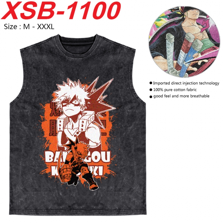 My Hero Academia Anime pure cotton wash vest T-shirt 250g M-3XL  XSB-1100