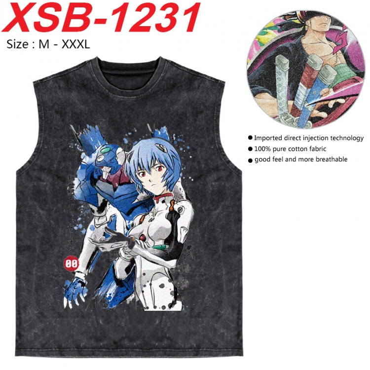 EVA  Anime pure cotton wash vest T-shirt 250g M-3XL   XSB-1231