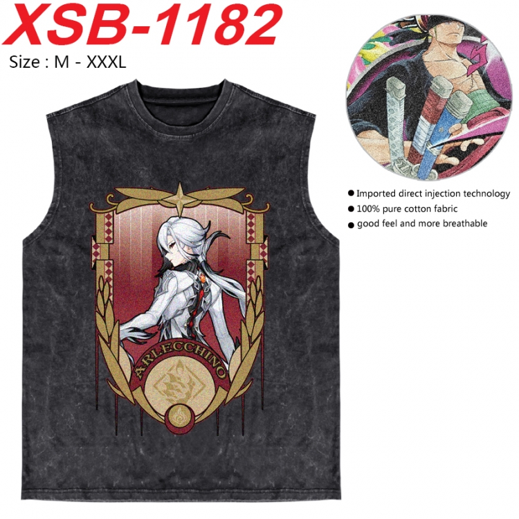 Genshin Impact Anime pure cotton wash vest T-shirt 250g M-3XL  XSB-1182