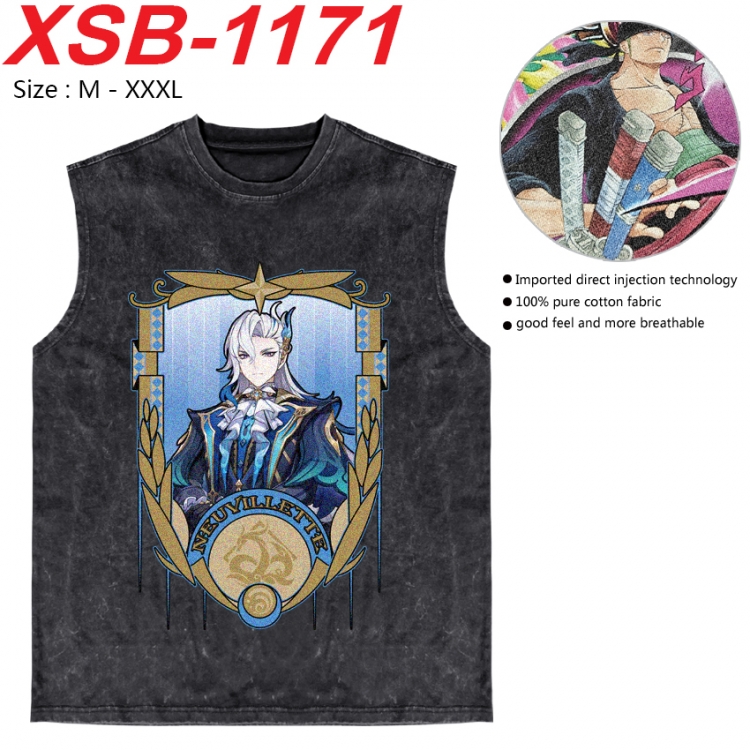 Genshin Impact Anime pure cotton wash vest T-shirt 250g M-3XL  XSB-1171