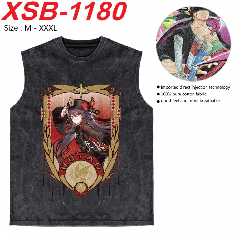 Genshin Impact Anime pure cotton wash vest T-shirt 250g M-3XL  XSB-1180