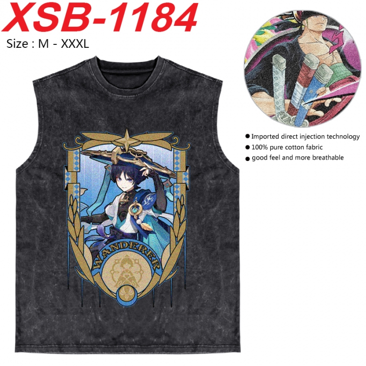 Genshin Impact Anime pure cotton wash vest T-shirt 250g M-3XL  XSB-1184