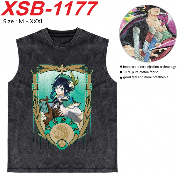 Genshin Impact Anime pure cotton wash vest T-shirt 250g M-3XL  XSB-1177