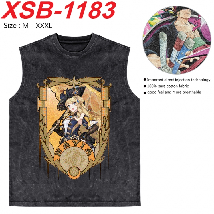 Genshin Impact Anime pure cotton wash vest T-shirt 250g M-3XL  XSB-1183