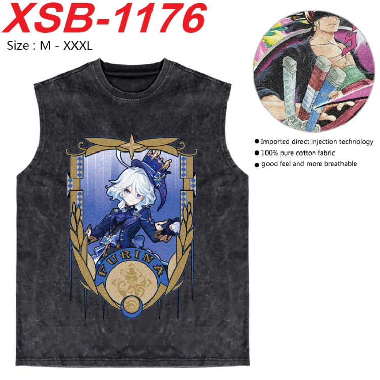 Genshin Impact Anime pure cotton wash vest T-shirt 250g M-3XL  XSB-1176