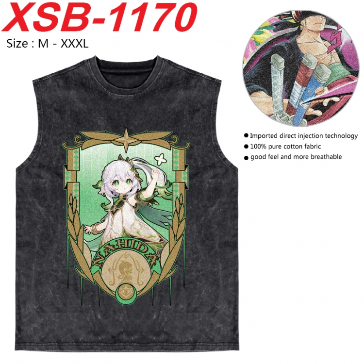 Genshin Impact Anime pure cotton wash vest T-shirt 250g M-3XL  XSB-1170