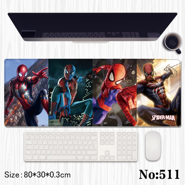 Spiderman Anime peripheral computer mouse pad office desk pad multifunctional pad 80X30X0.3cm