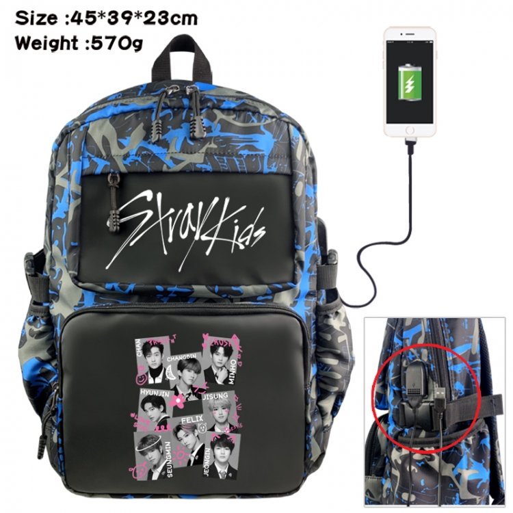 straykids Anime waterproof nylon camouflage backpack School Bag 45X39X23CM