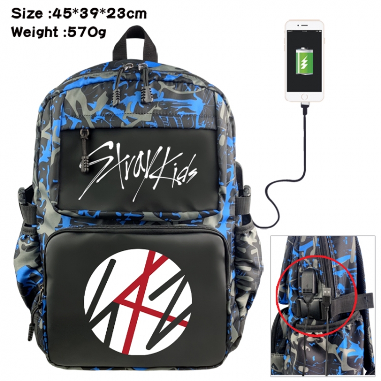 straykids Anime waterproof nylon camouflage backpack School Bag 45X39X23CM