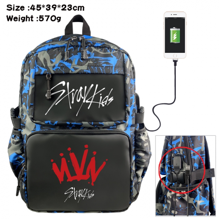 straykids Anime waterproof nylon camouflage backpack School Bag 45X39X23CM