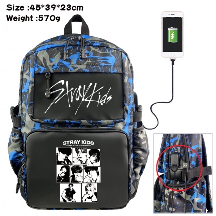 straykids Anime waterproof nylon camouflage backpack School Bag 45X39X23CM