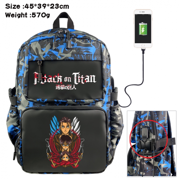 Shingeki no Kyojin Anime waterproof nylon camouflage backpack School Bag 45X39X23CM