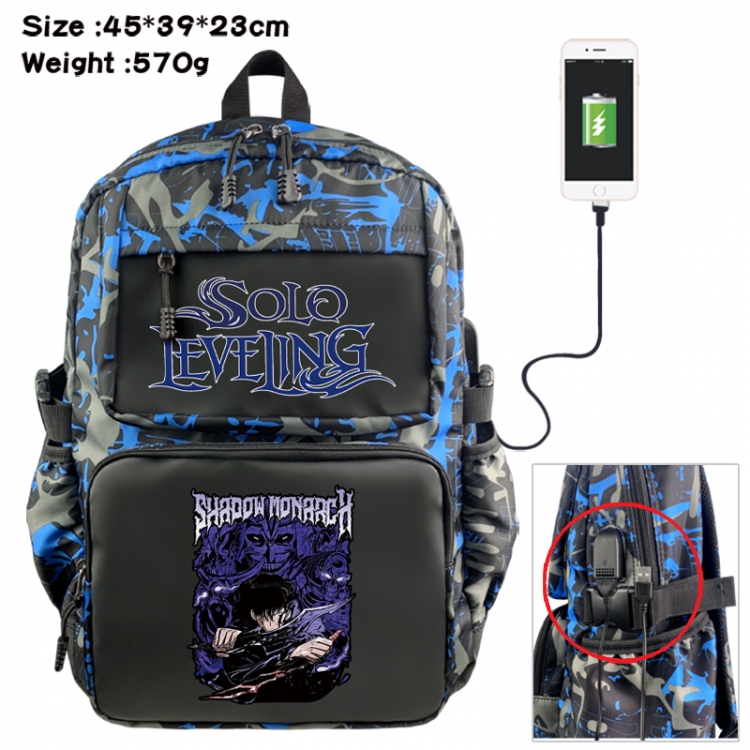 Solo Leveling:Arise  Anime waterproof nylon camouflage backpack School Bag 45X39X23CM