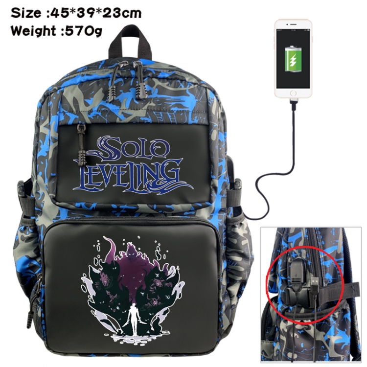 Solo Leveling:Arise  Anime waterproof nylon camouflage backpack School Bag 45X39X23CM