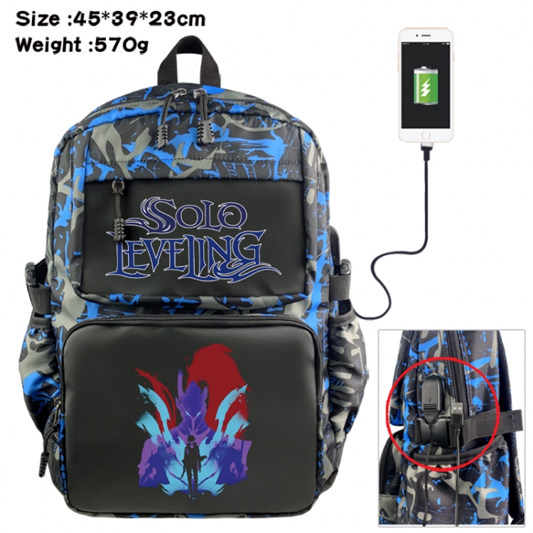 Solo Leveling:Arise  Anime waterproof nylon camouflage backpack School Bag 45X39X23CM