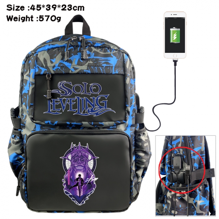 Solo Leveling:Arise  Anime waterproof nylon camouflage backpack School Bag 45X39X23CM