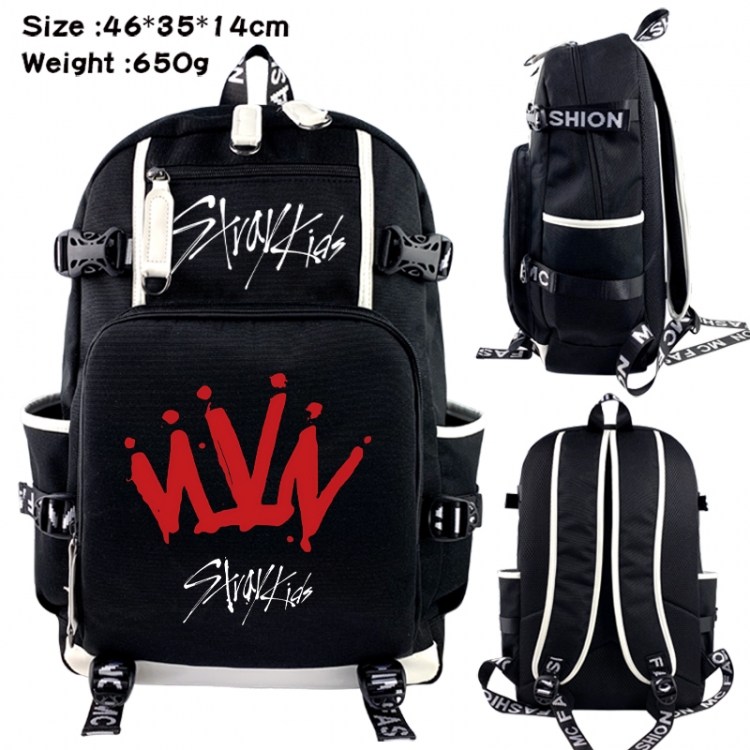 straykids Data USB backpack Cartoon printed student backpack 46X35X14CM 650G