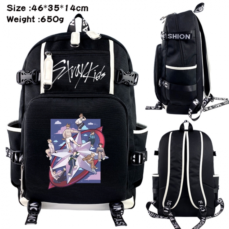 straykids Data USB backpack Cartoon printed student backpack 46X35X14CM 650G