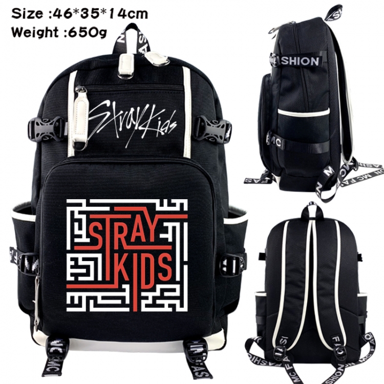 straykids Data USB backpack Cartoon printed student backpack 46X35X14CM 650G