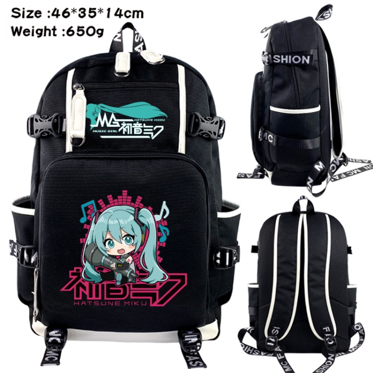 Hatsune Miku Data USB backpack Cartoon printed student backpack 46X35X14CM 650G