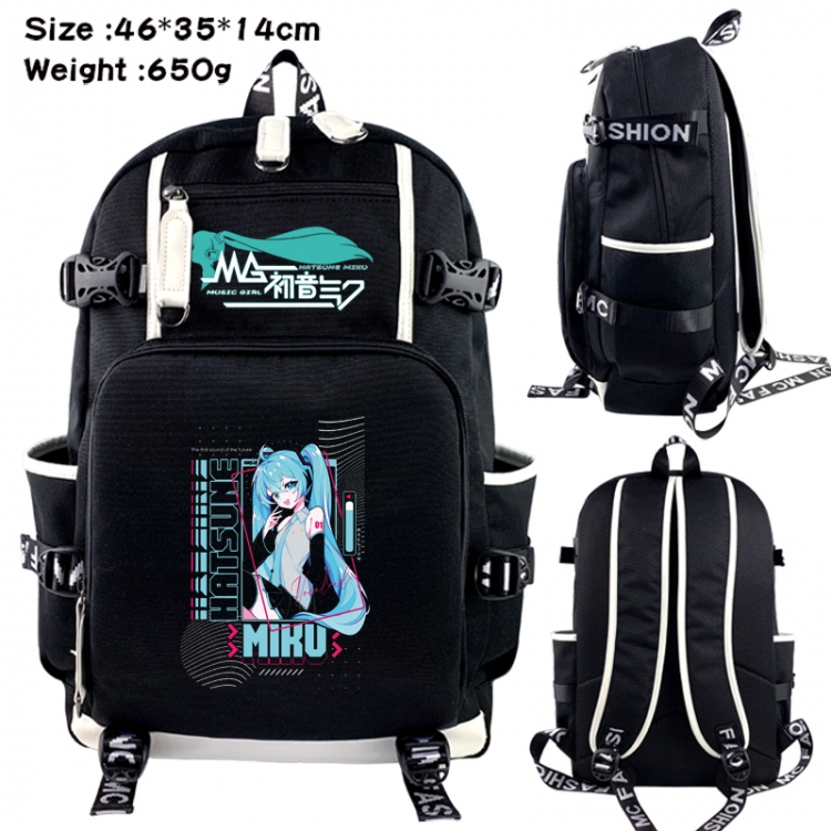 Hatsune Miku Data USB backpack Cartoon printed student backpack 46X35X14CM 650G