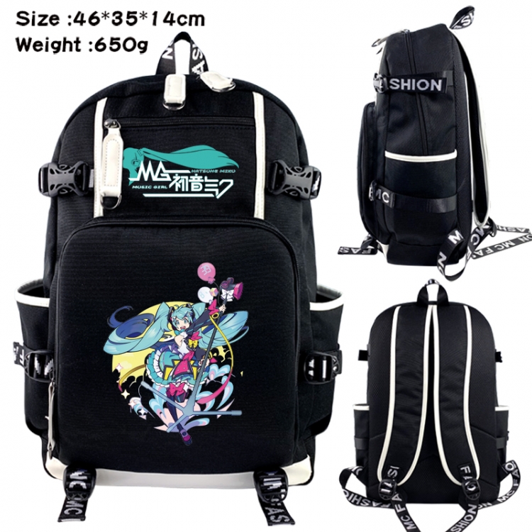 Hatsune Miku Data USB backpack Cartoon printed student backpack 46X35X14CM 650G