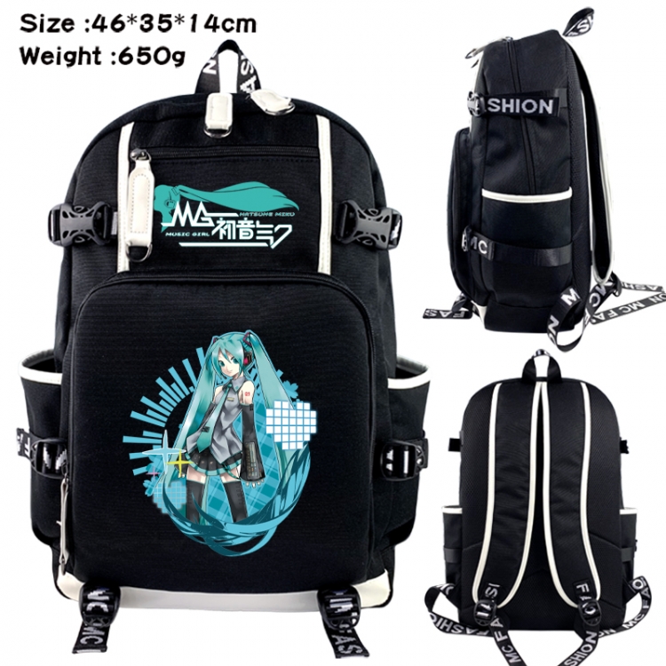 Hatsune Miku Data USB backpack Cartoon printed student backpack 46X35X14CM 650G