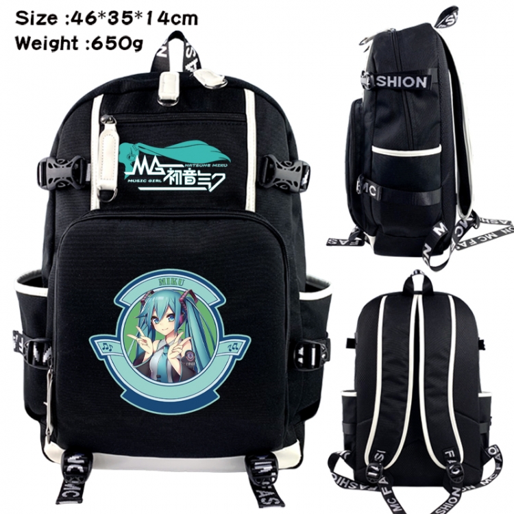 Hatsune Miku Data USB backpack Cartoon printed student backpack 46X35X14CM 650G