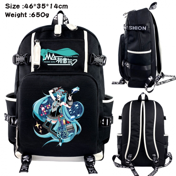 Hatsune Miku Data USB backpack Cartoon printed student backpack 46X35X14CM 650G