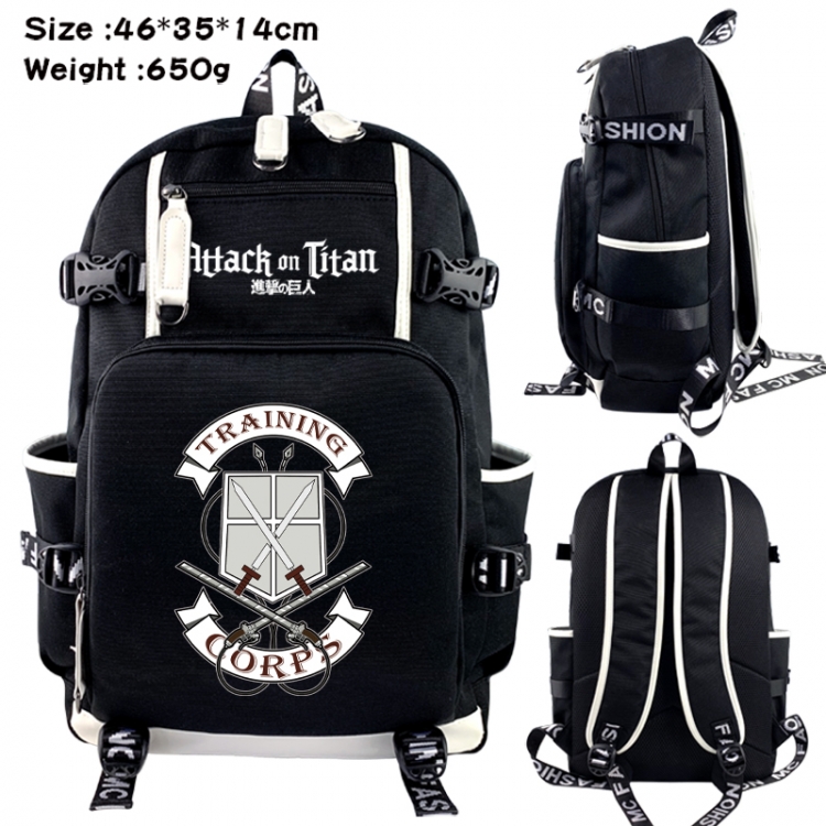 Shingeki no Kyojin Data USB backpack Cartoon printed student backpack 46X35X14CM 650G