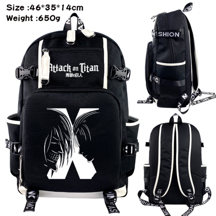 Shingeki no Kyojin Data USB backpack Cartoon printed student backpack 46X35X14CM 650G