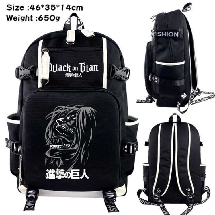 Shingeki no Kyojin Data USB backpack Cartoon printed student backpack 46X35X14CM 650G