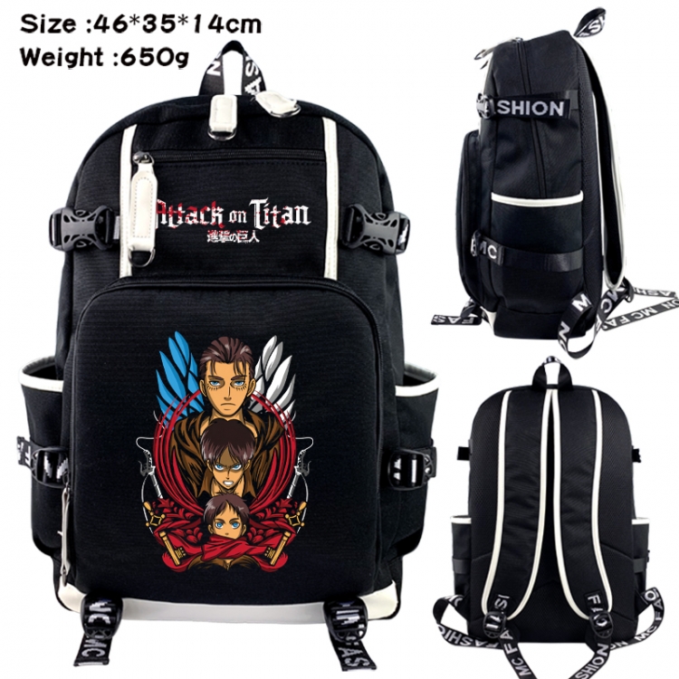 Shingeki no Kyojin Data USB backpack Cartoon printed student backpack 46X35X14CM 650G