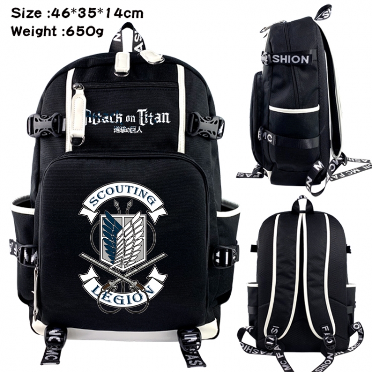 Shingeki no Kyojin Data USB backpack Cartoon printed student backpack 46X35X14CM 650G