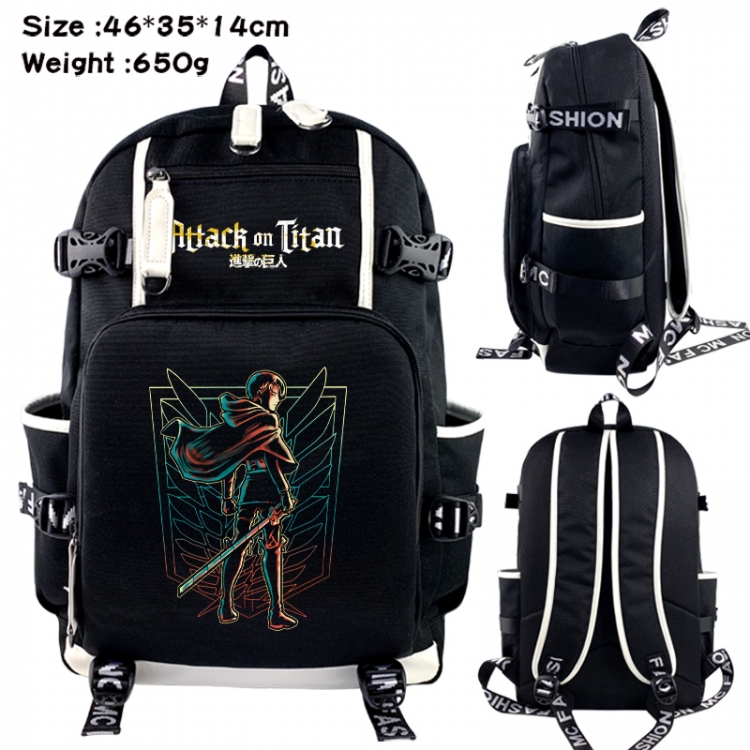 Shingeki no Kyojin Data USB backpack Cartoon printed student backpack 46X35X14CM 650G