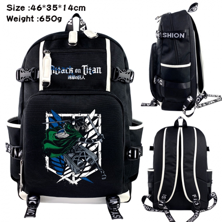 Shingeki no Kyojin Data USB backpack Cartoon printed student backpack 46X35X14CM 650G