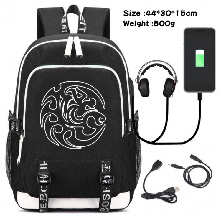 The wizard of the de Game Canvas Backpack Waterproof School Bag 44X30X15CM 500G