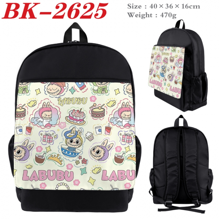 LABUBU Waterproof nylon canvas flip color picture backpack 40X36X16CM