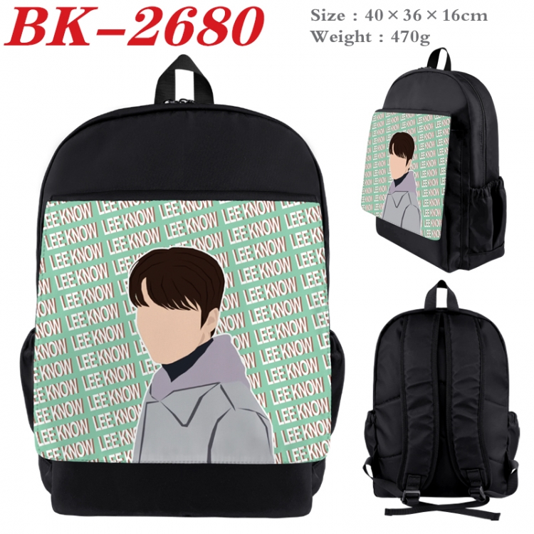 straykids Waterproof nylon canvas flip color picture backpack 40X36X16CM  BK-2680