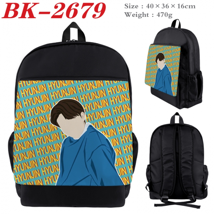 straykids Waterproof nylon canvas flip color picture backpack 40X36X16CM BK-2679