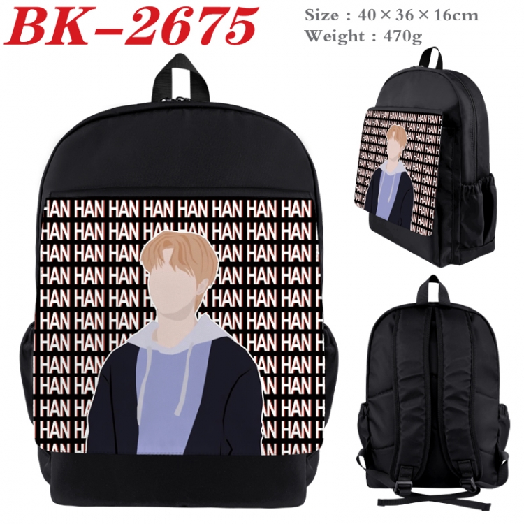 straykids Waterproof nylon canvas flip color picture backpack 40X36X16CM  BK-2675