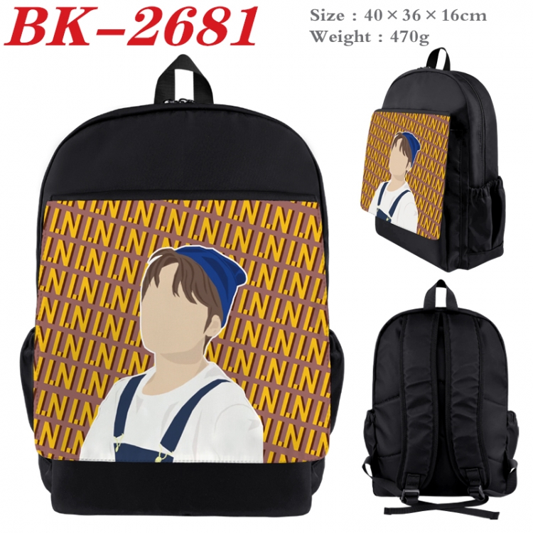 straykids Waterproof nylon canvas flip color picture backpack 40X36X16CM BK-2681