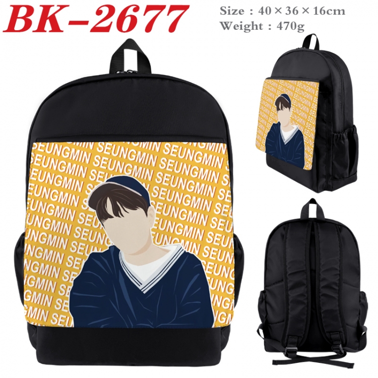 straykids Waterproof nylon canvas flip color picture backpack 40X36X16CM BK-2677