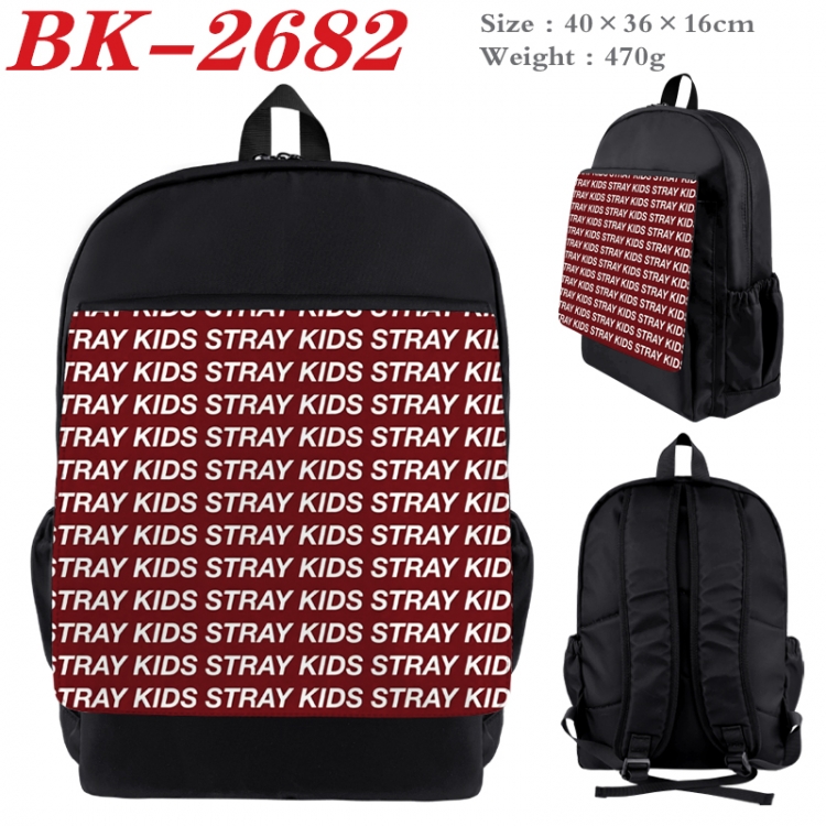 straykids Waterproof nylon canvas flip color picture backpack 40X36X16CM BK-2682