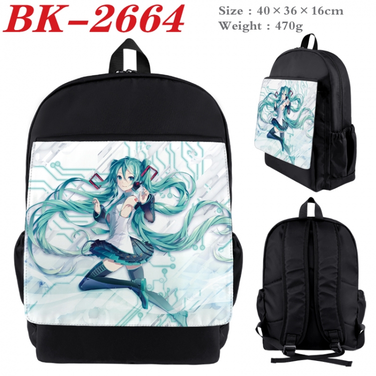 Hatsune Miku Waterproof nylon canvas flip color picture backpack 40X36X16CM  BK-2664