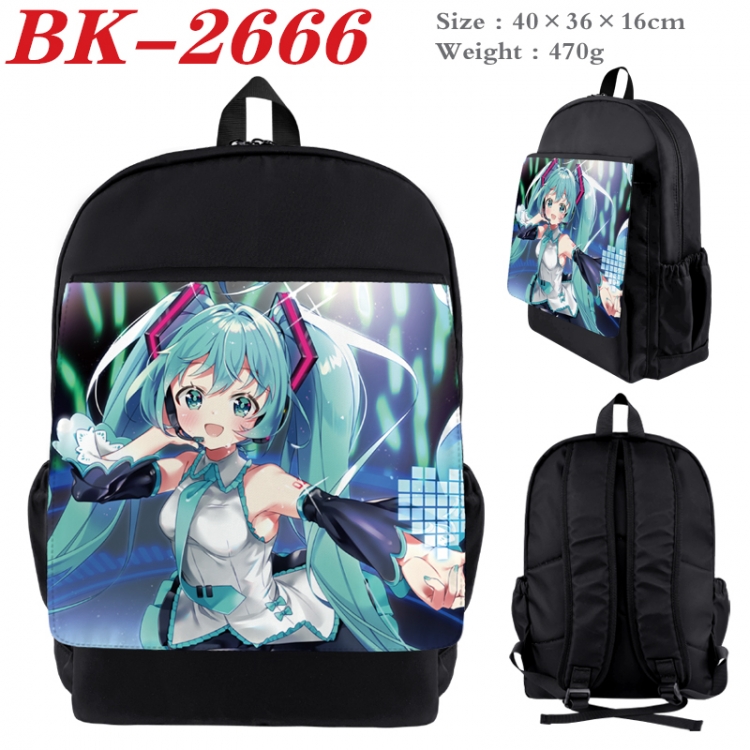 Hatsune Miku Waterproof nylon canvas flip color picture backpack 40X36X16CM  BK-2666