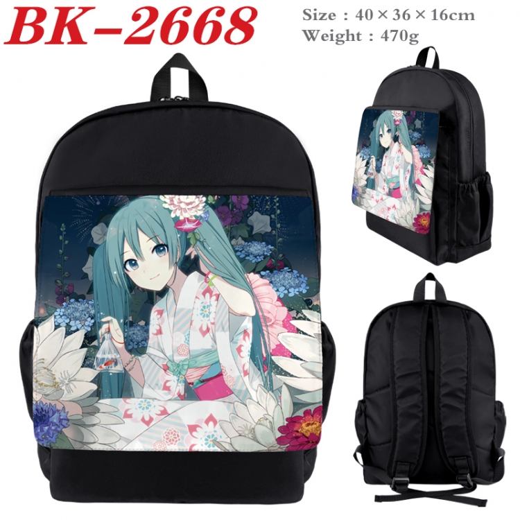 Hatsune Miku Waterproof nylon canvas flip color picture backpack 40X36X16CM BK-2668