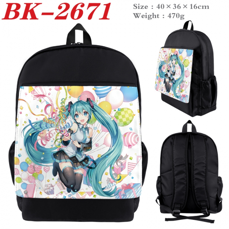 Hatsune Miku Waterproof nylon canvas flip color picture backpack 40X36X16CM BK-2671