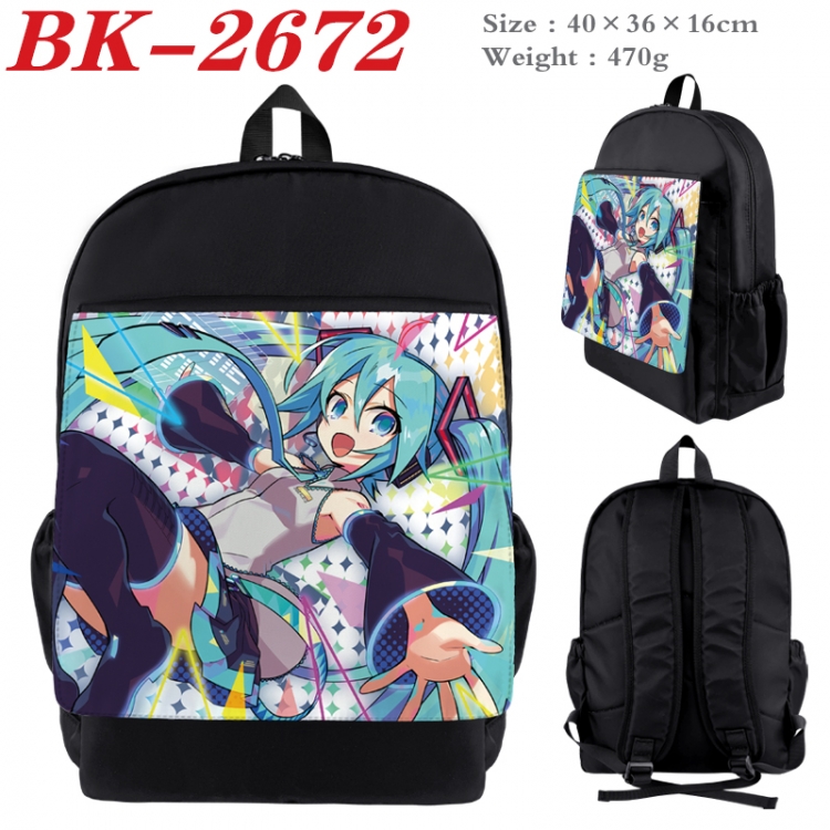 Hatsune Miku Waterproof nylon canvas flip color picture backpack 40X36X16CM  BK-2672